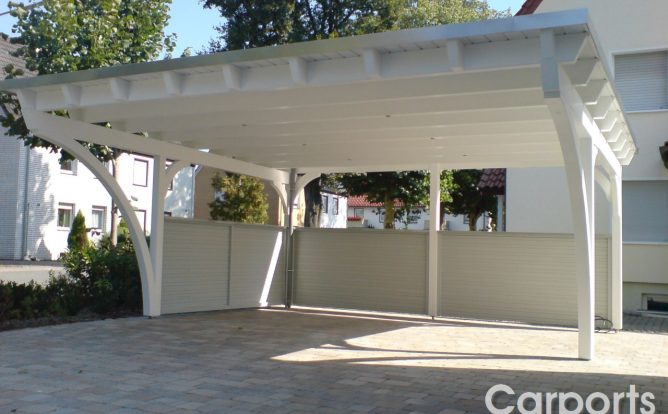 Doppelcarport 7 Carport Classic mit halbhoher Cono Wand