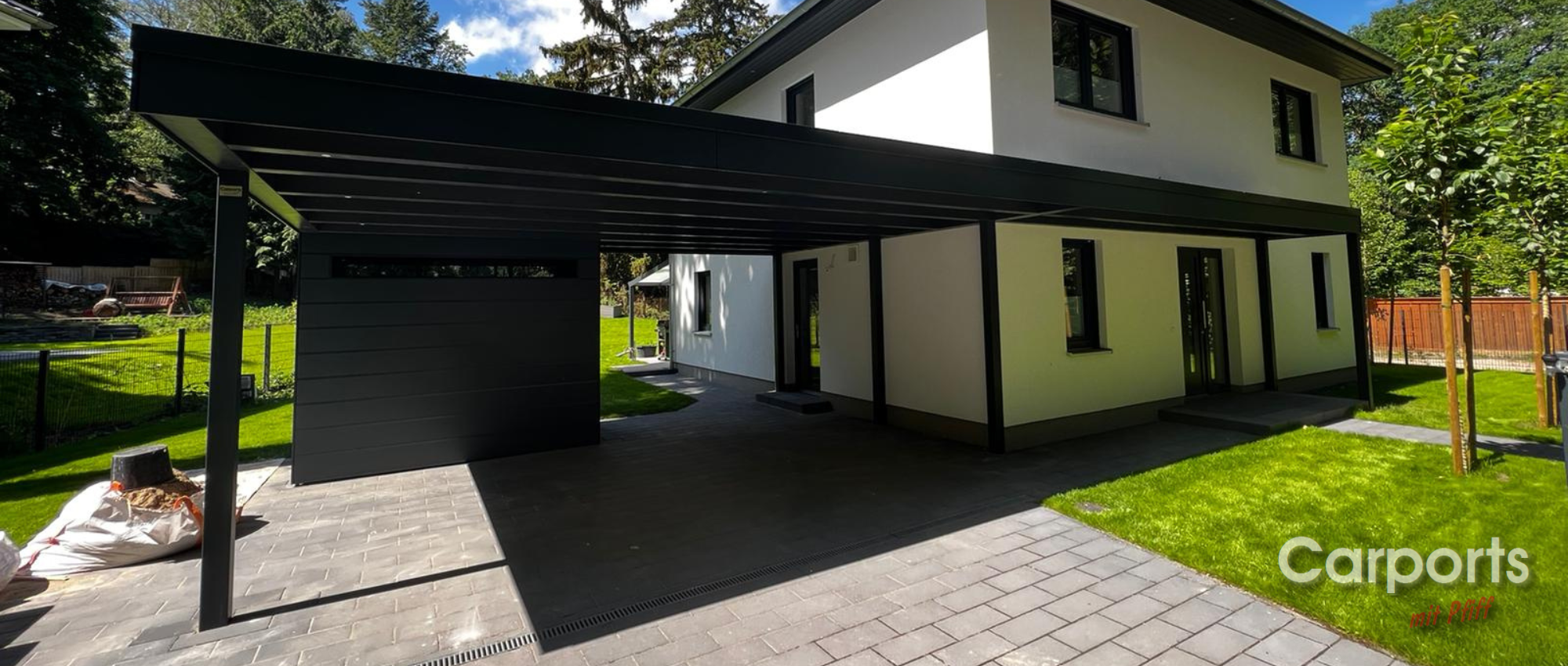 Carport HPL Abstellraum Haustürüberdachung