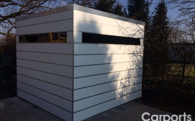 poolhaus 7 Abstellraum Bauhaus Kubisch mit HPL Trespa reinweiß