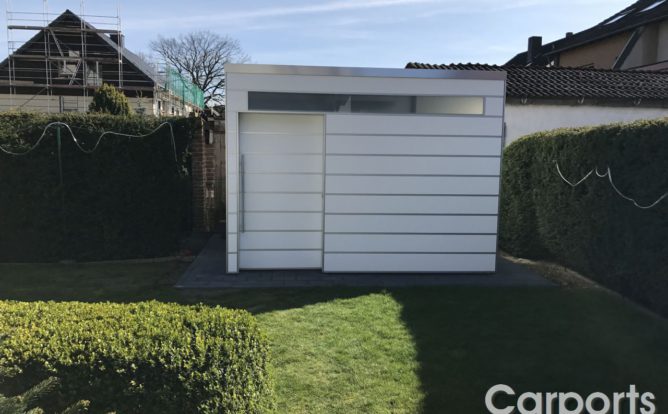 poolhaus 12 Abstellraum HPL Trespa Neutralweiß