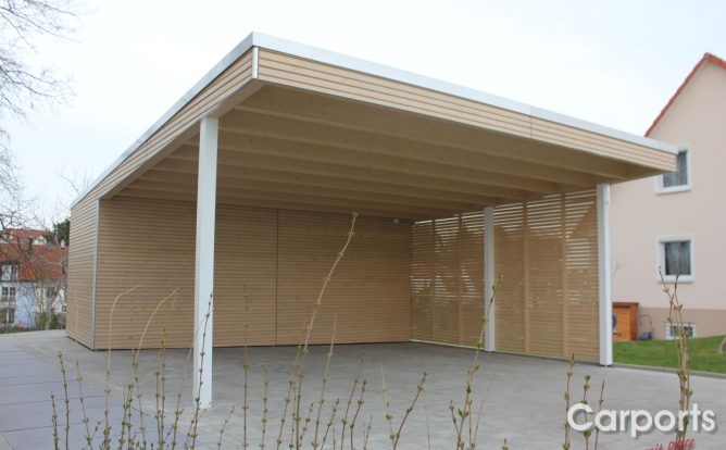 Doppelcarport 6 Bauhauscarport Carport Doppel Rhombo mit Abstellraum nach maß Seitenwand mit Rhomboid auf Lücke